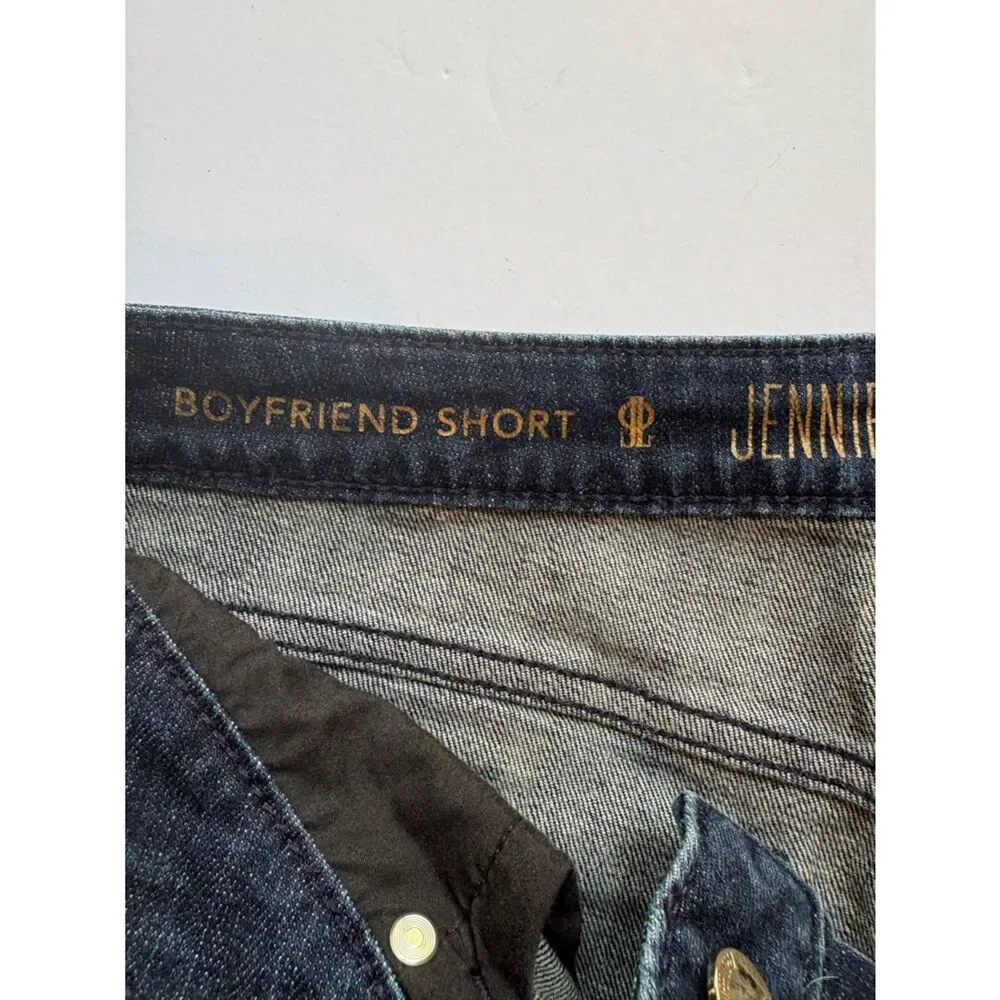 Jennifer Lopez Women's Dark Blue Embroidered Denim Roll-Cuff Shorts Size 8